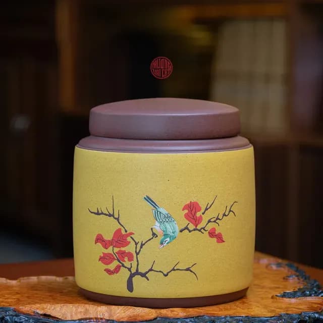 HŨ TRÀ TỬ SA TỬ NÊ HỌA CHIM CAO CẤP ( 300 GRAM TRÀ ) 