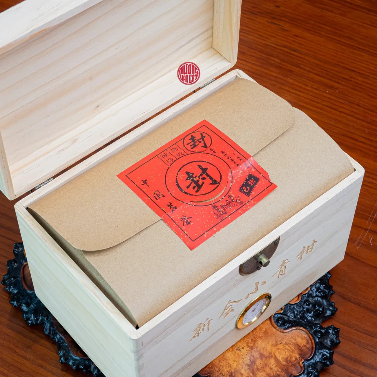 QUÀ TẶNG TRÀ PHỔ NHĨ QUÝT THÙNG GỖ THƯỢNG HẠNG (500gram) thumbnail 4