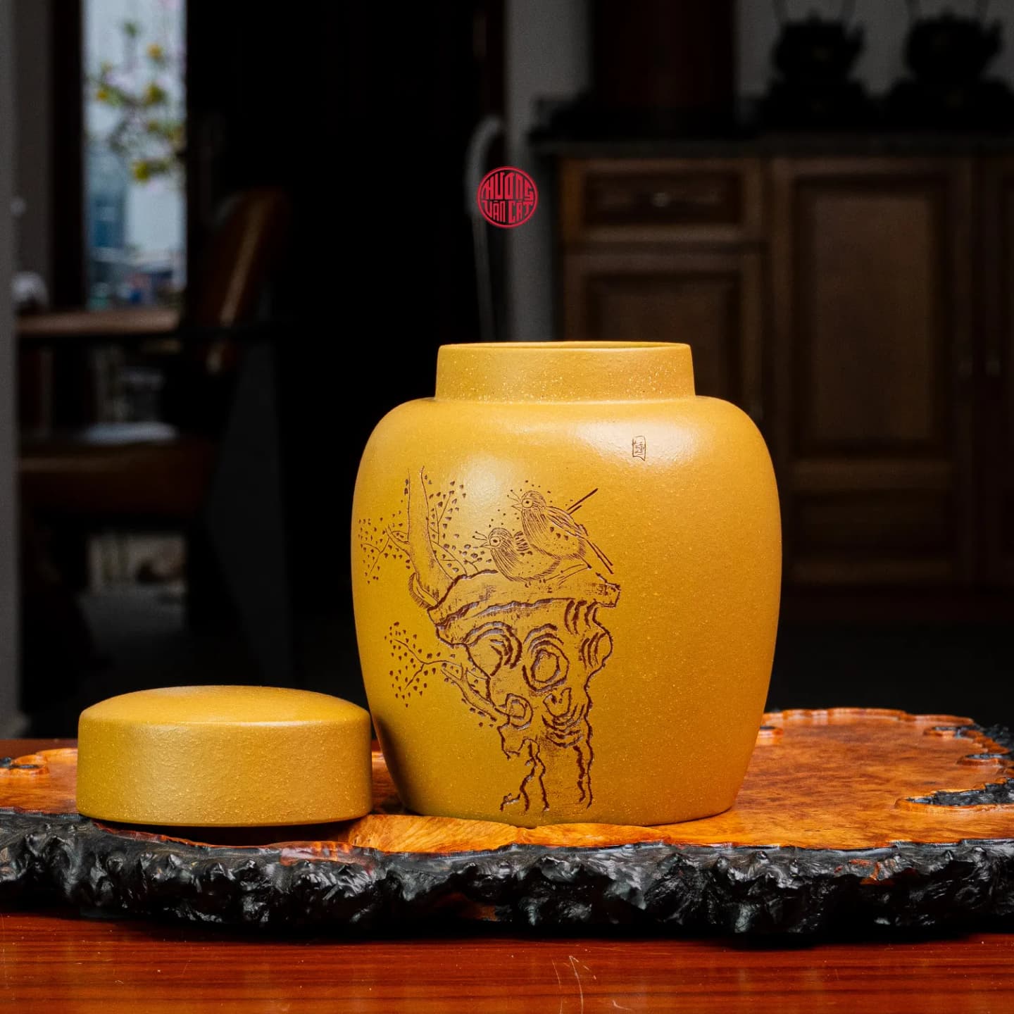 HŨ TRÀ TỬ SA ĐOÀN NÊ VẼ CHIM ( 150Gram trà) thumbnail 2