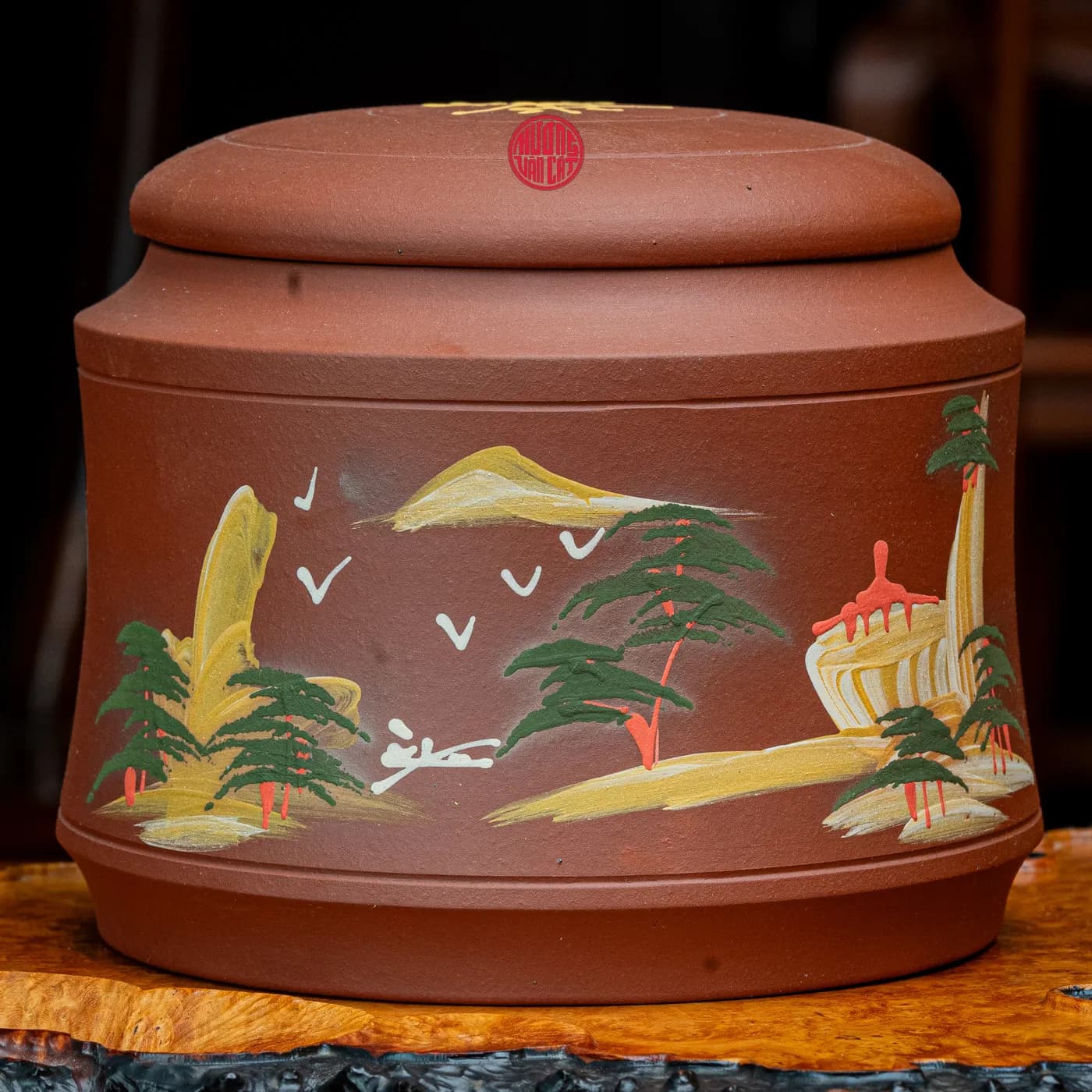 HŨ TRÀ TỬ SA VẼ SƠN THỦY ( 400gram trà ) thumbnail 2