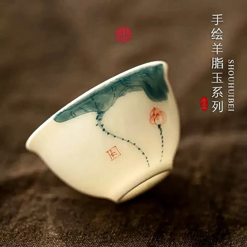 CHÉN TRÀ SỨ CẢNH ĐỨC DÁNG ĐẦY VẼ SEN (50ml) thumbnail 3