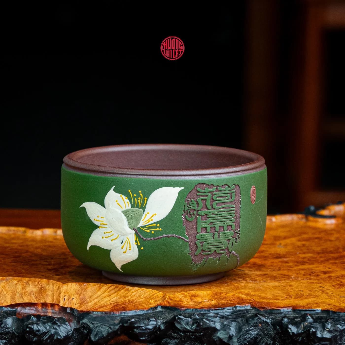 CHÉN TRÀ CHỦ TỬ NÊ PHỦ LỤC NÊ VẼ HOA SEN (120ml)