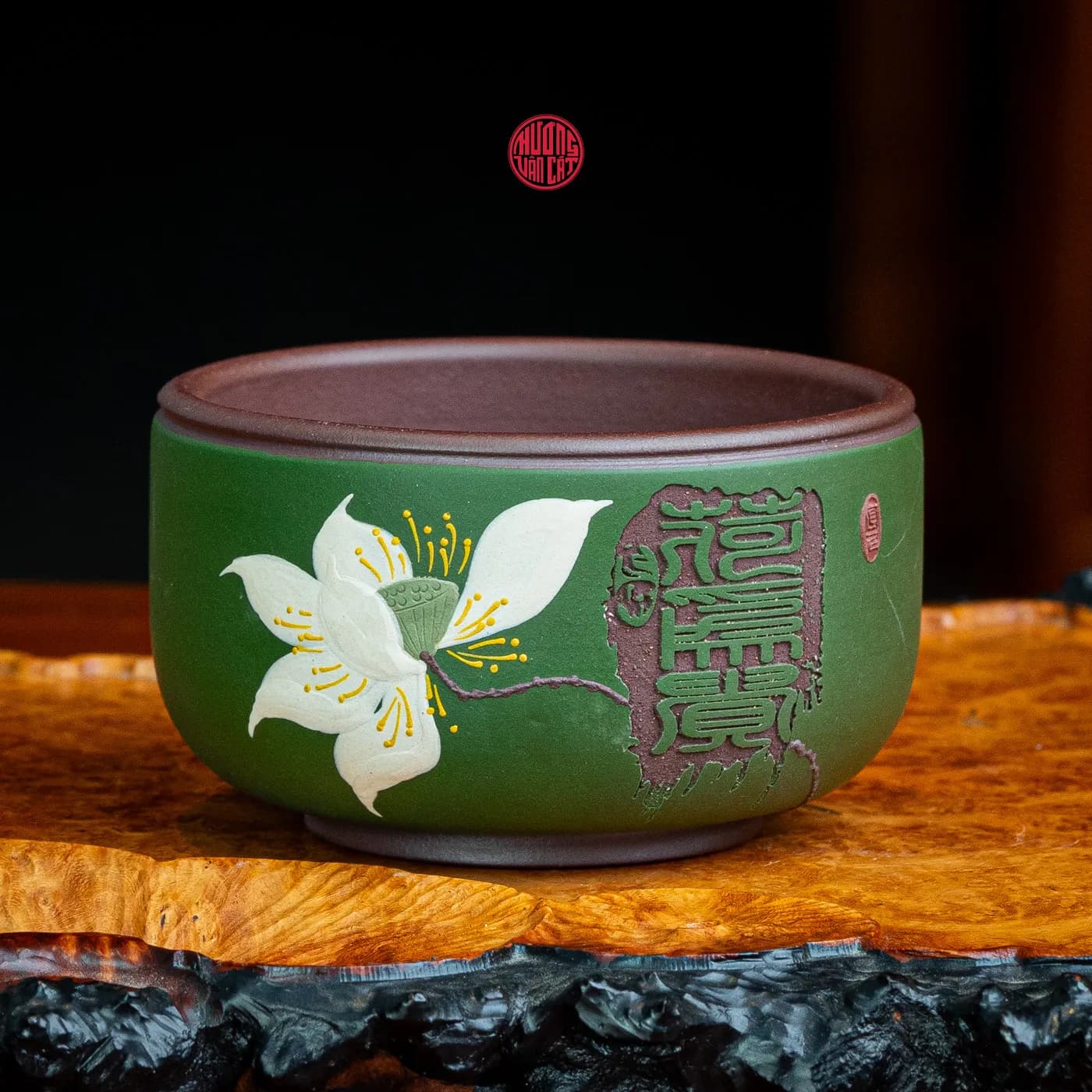 CHÉN TRÀ CHỦ TỬ NÊ PHỦ LỤC NÊ VẼ HOA SEN (120ml) thumbnail 2