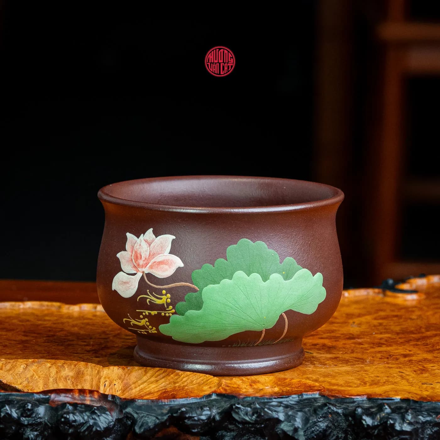 CHÉN TRÀ CHỦ TỬ NÊ VẼ HOA SEN (160ml)