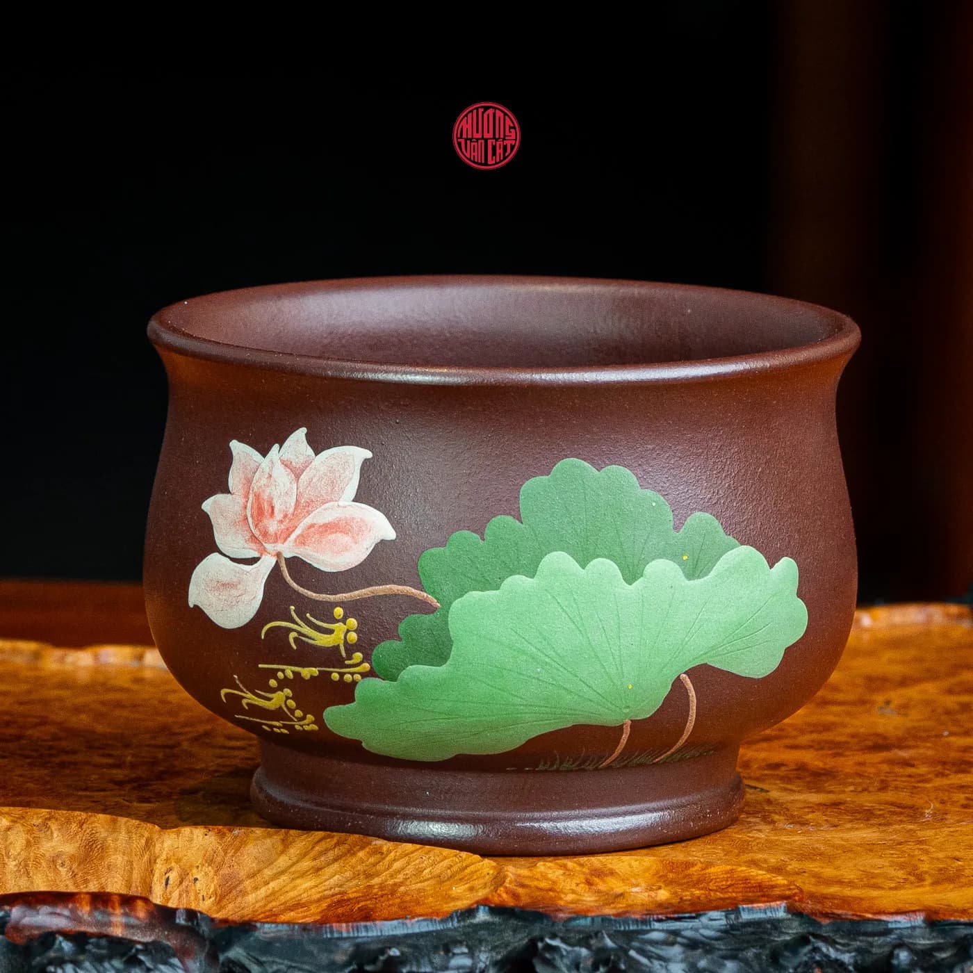 CHÉN TRÀ CHỦ TỬ NÊ VẼ HOA SEN (160ml) thumbnail 2