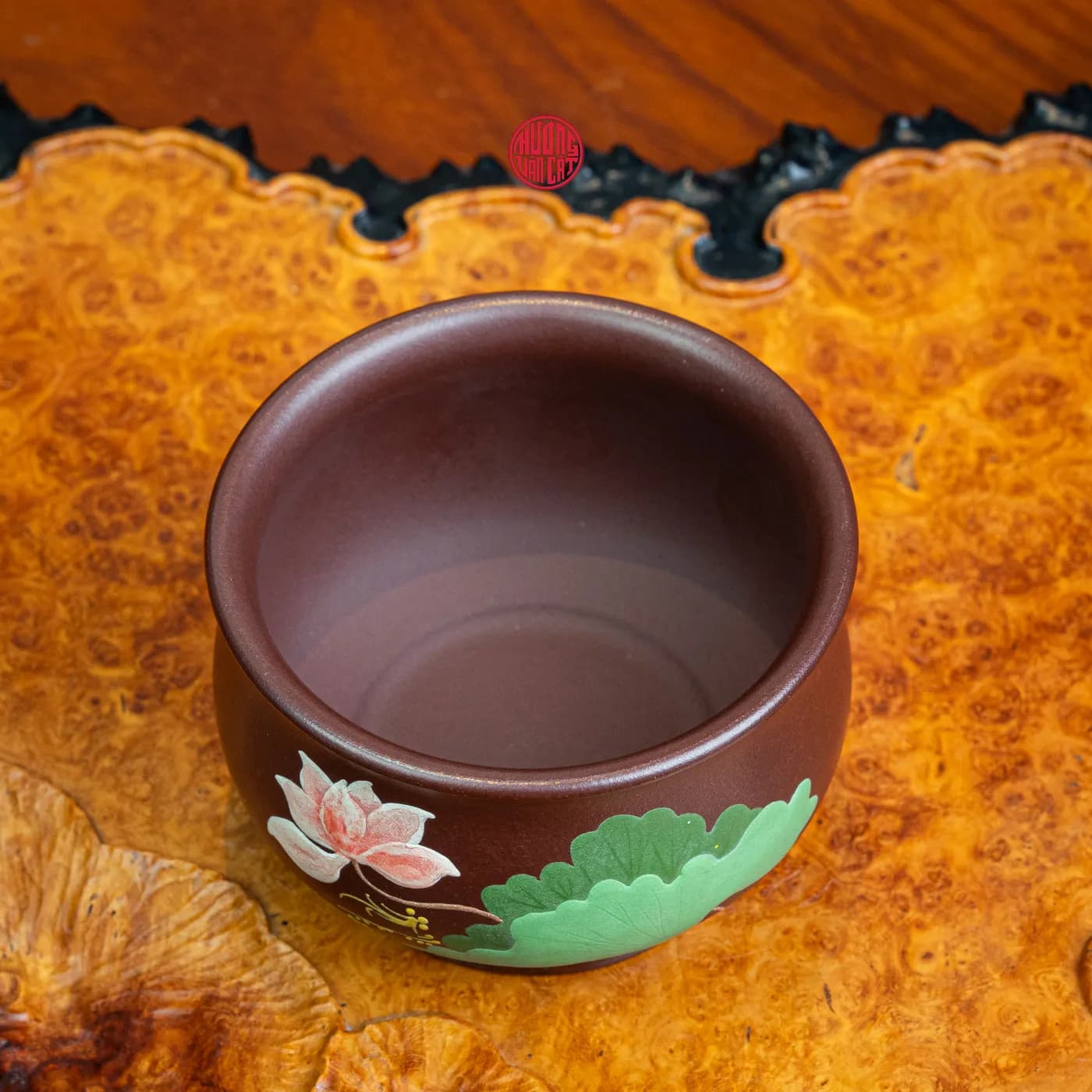 CHÉN TRÀ CHỦ TỬ NÊ VẼ HOA SEN (160ml) thumbnail 3