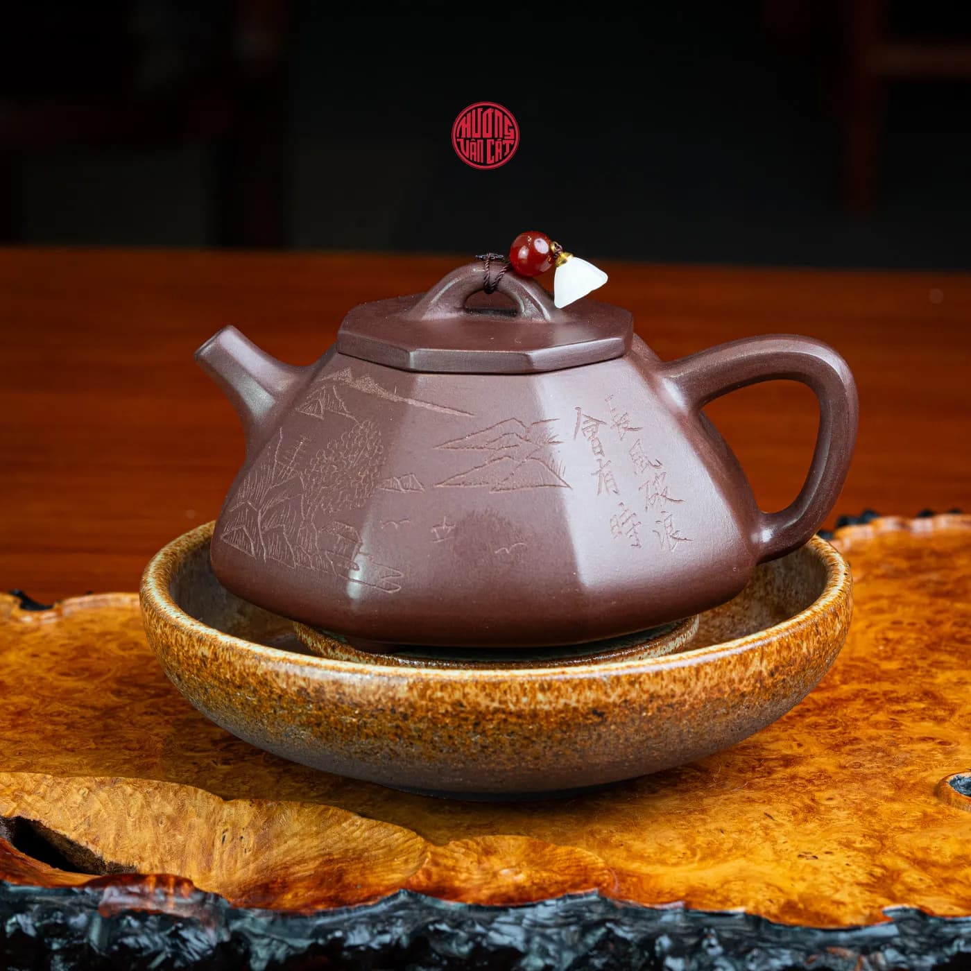 ĐẾ LÓT ẤM TRÀ HỎA BIẾN KHẮC BƯỚM thumbnail 3