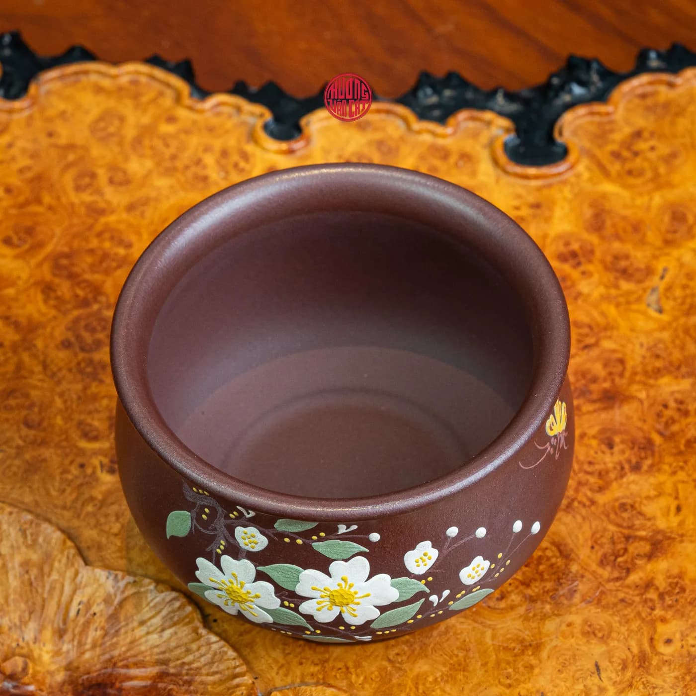 CHÉN TRÀ CHỦ TỬ SA VẼ HOA TRẮNG (150ML) thumbnail 3