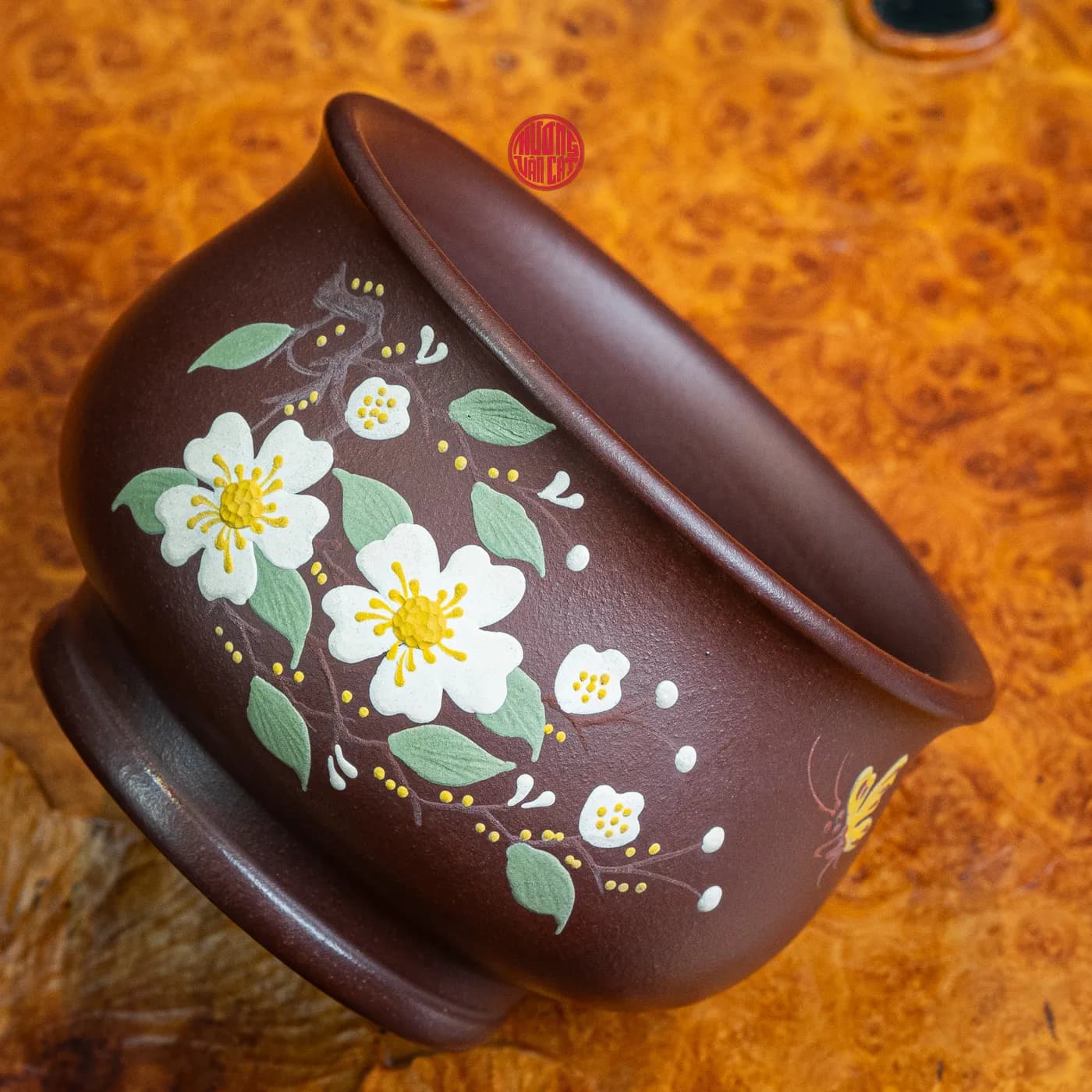 CHÉN TRÀ CHỦ TỬ SA VẼ HOA TRẮNG (150ML) thumbnail 4